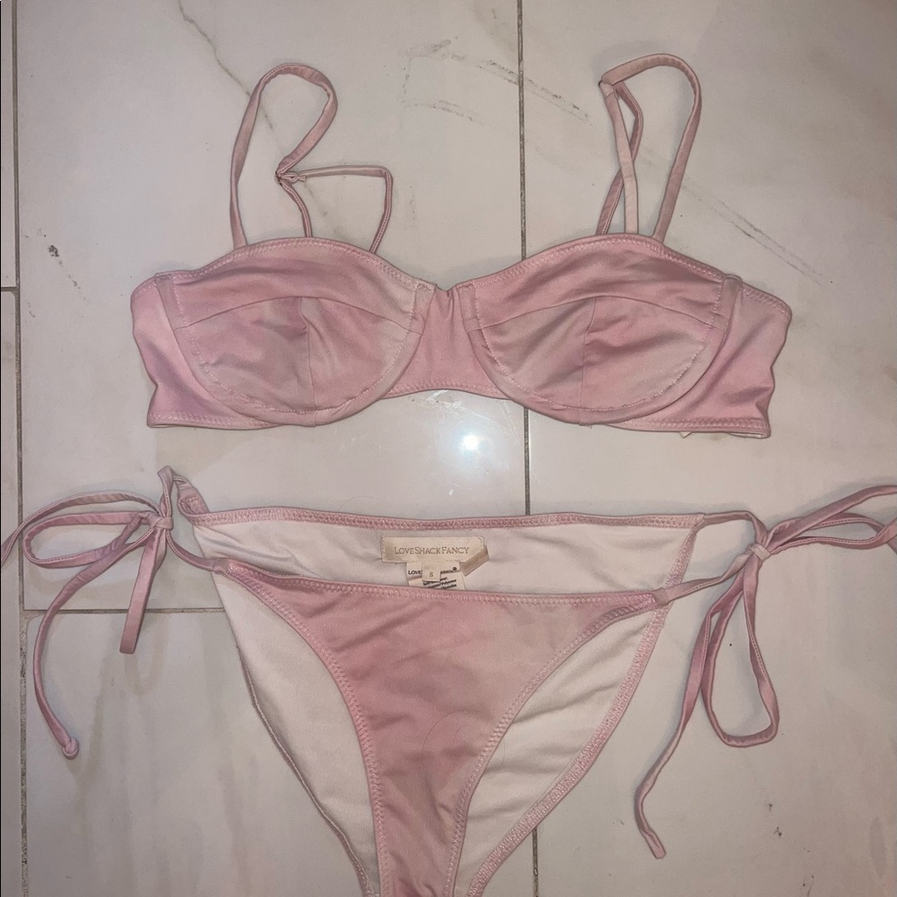 Loveshackfancy pink bikini set
